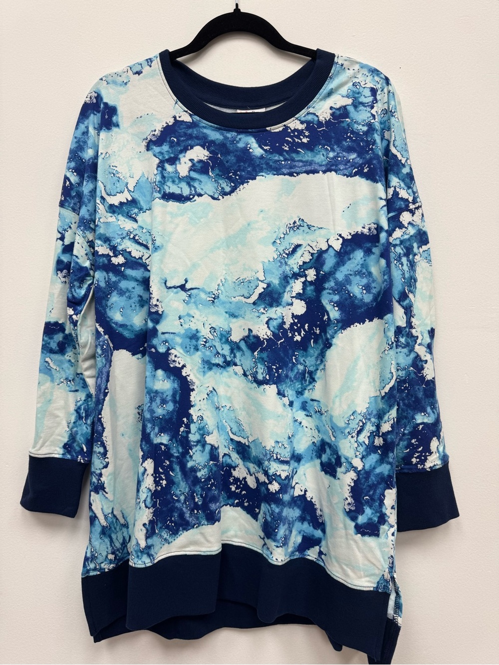 LuLaRoe Blue Marble-Print Long Sleeve Top